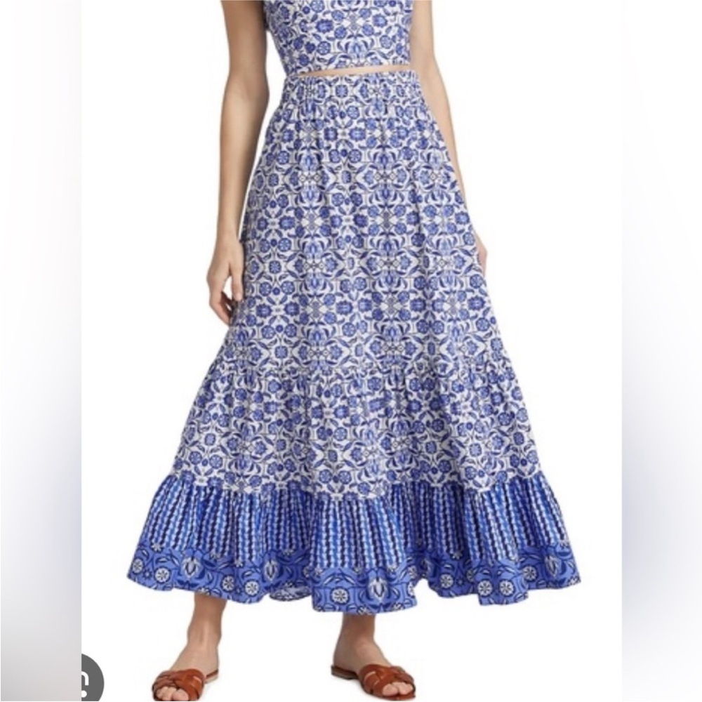 Cara Cara Chase Maxi Skirt in Spanish Tile Blue - Small - Picture 3 of 9